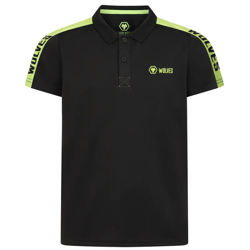 Wolverhampton Wanderers Shirt Store | Progression Polo Black/Green – Junior Collection Wolverhampton Wanderers Official Gear